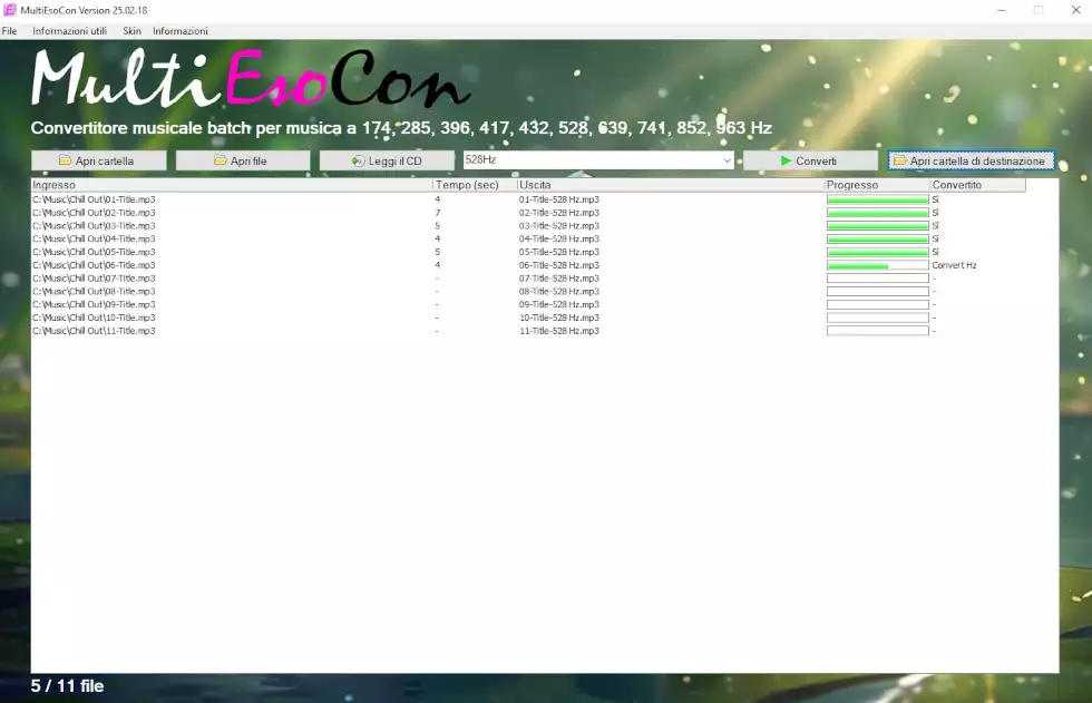 Convertitore musicale a 528 Hz