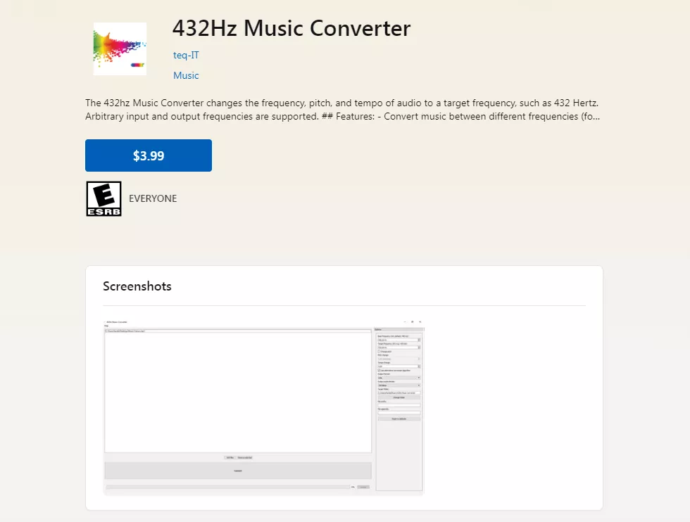 Microsoft Store teq-IT 432Hz Music Converter Microsoft Store teq-IT 432Hz Music Converter
